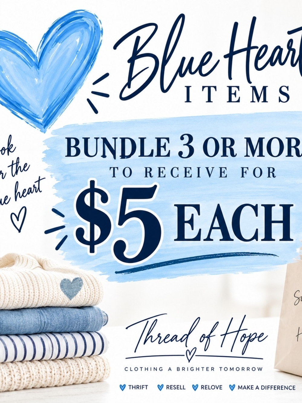 $5 Blue Heart Items - Bubdle 3 Or More For $5 Each!